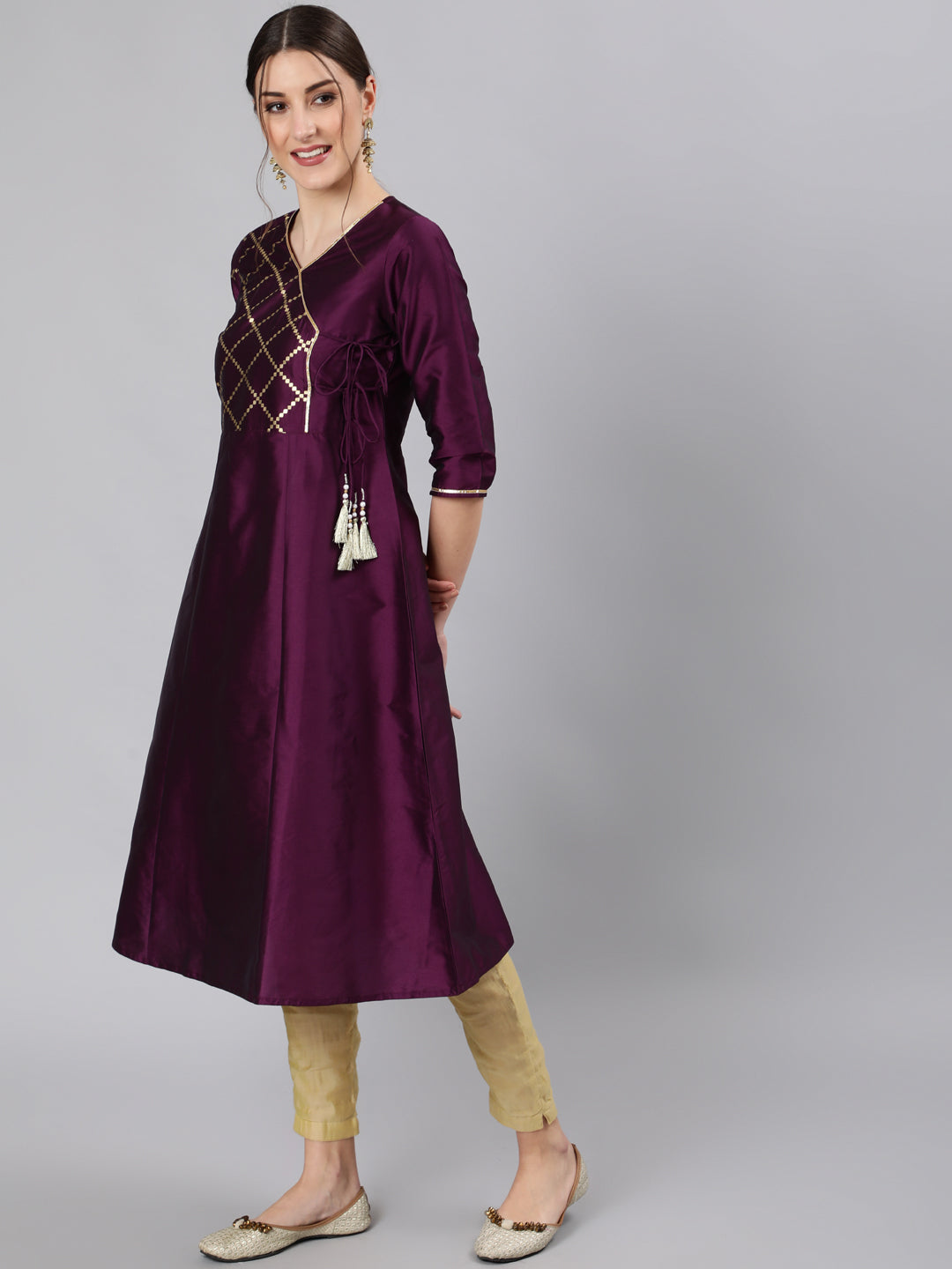 Purple-&-Gold-Print-Angrakha-Pattern-Kurta