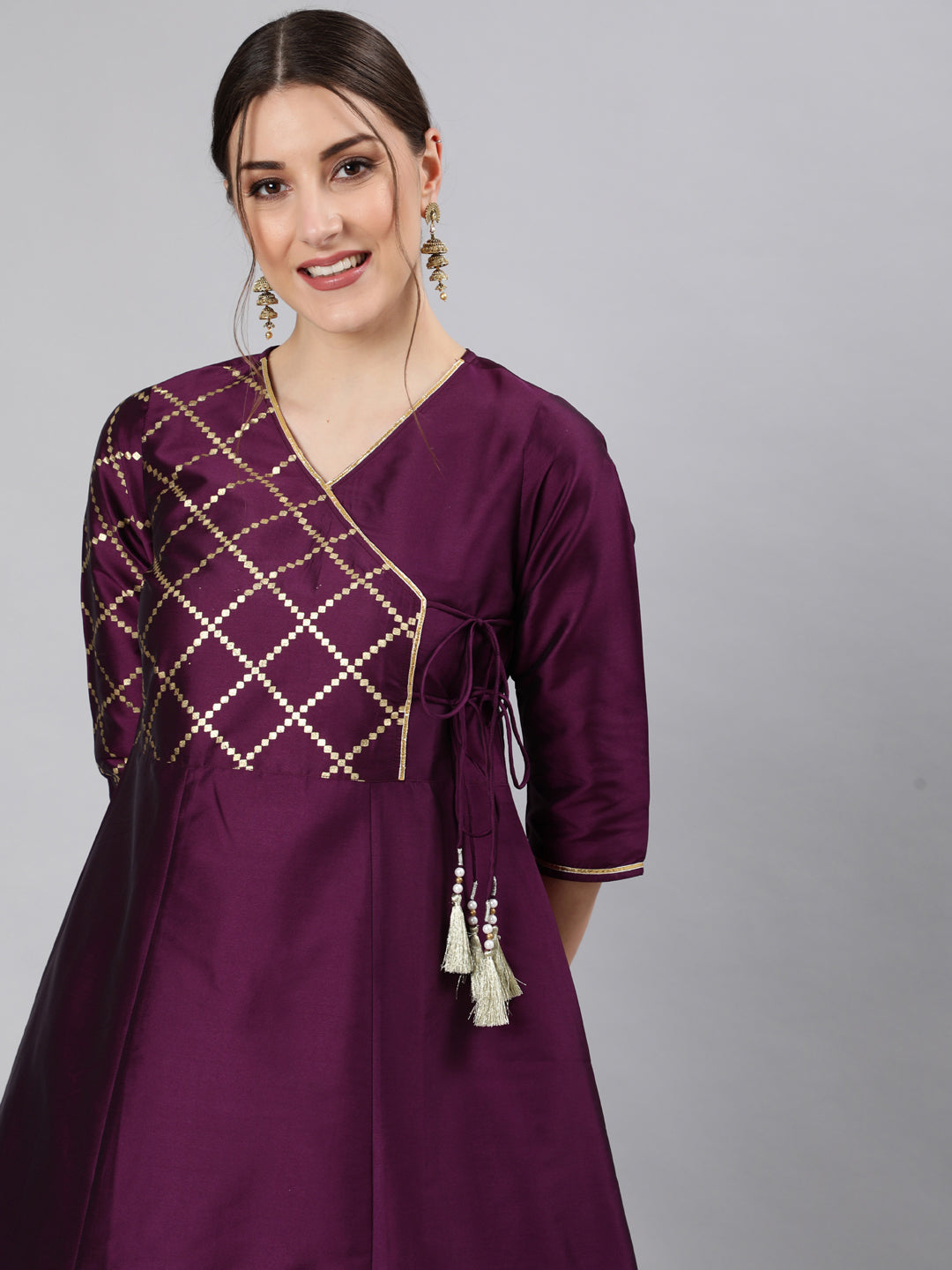 Purple-&-Gold-Print-Angrakha-Pattern-Kurta