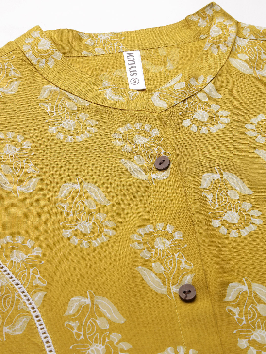 Lime-Green-Rayon-Floral-Printed-A-Line-Kurta-Only