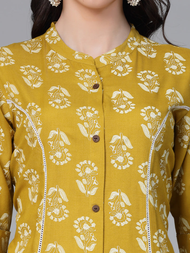 Lime-Green-Rayon-Floral-Printed-A-Line-Kurta-Only