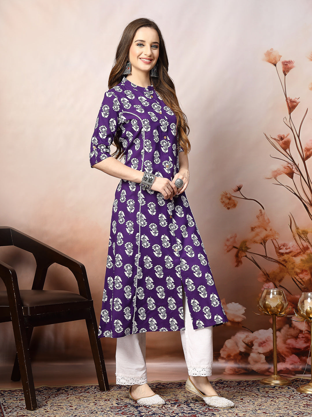 Purple-Rayon-Floral-Printed-A-Line-Kurta-Only