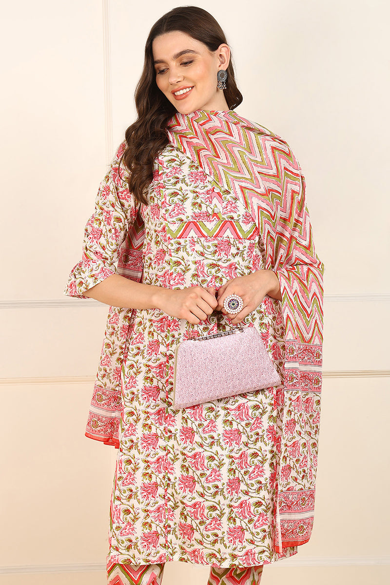 Pink-Pure-Cotton-Floral-Printed-Straight-Kurat-Set