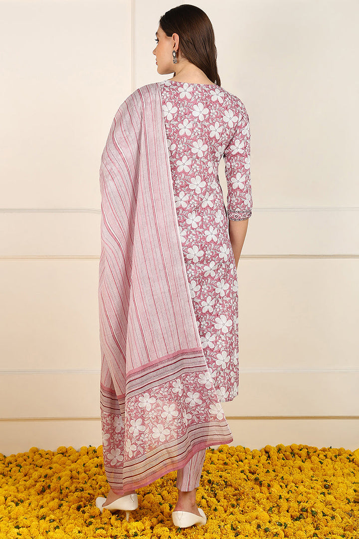 Pink-Cotton-Floral-Printed-Straight-Kurta-Set