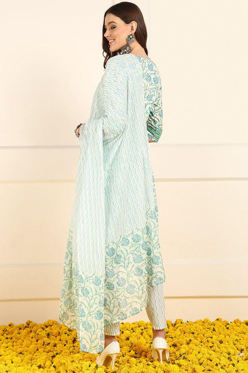 White-Pure-Cotton-Floral-Printed-Straight-3-Piece-Kurta-Set