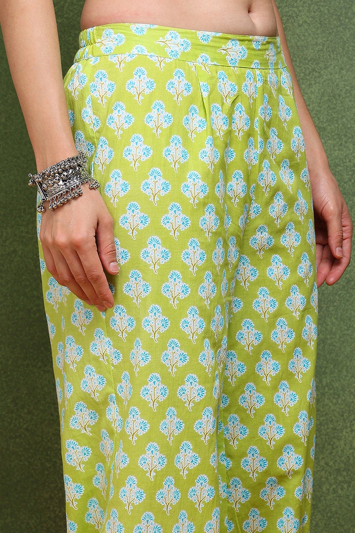 Lime-Green-Pure-Cotton-Embroidered-3-Piece-Anarkali-Set