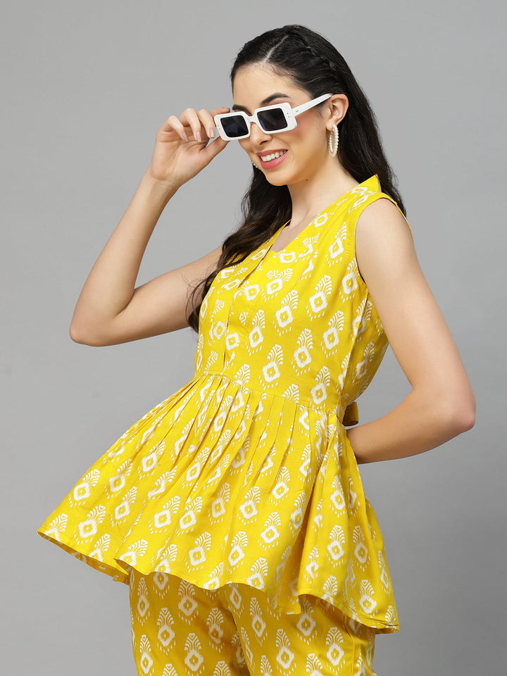 Yellow-Rayon-Floral-Printed-Co-Ord-Set