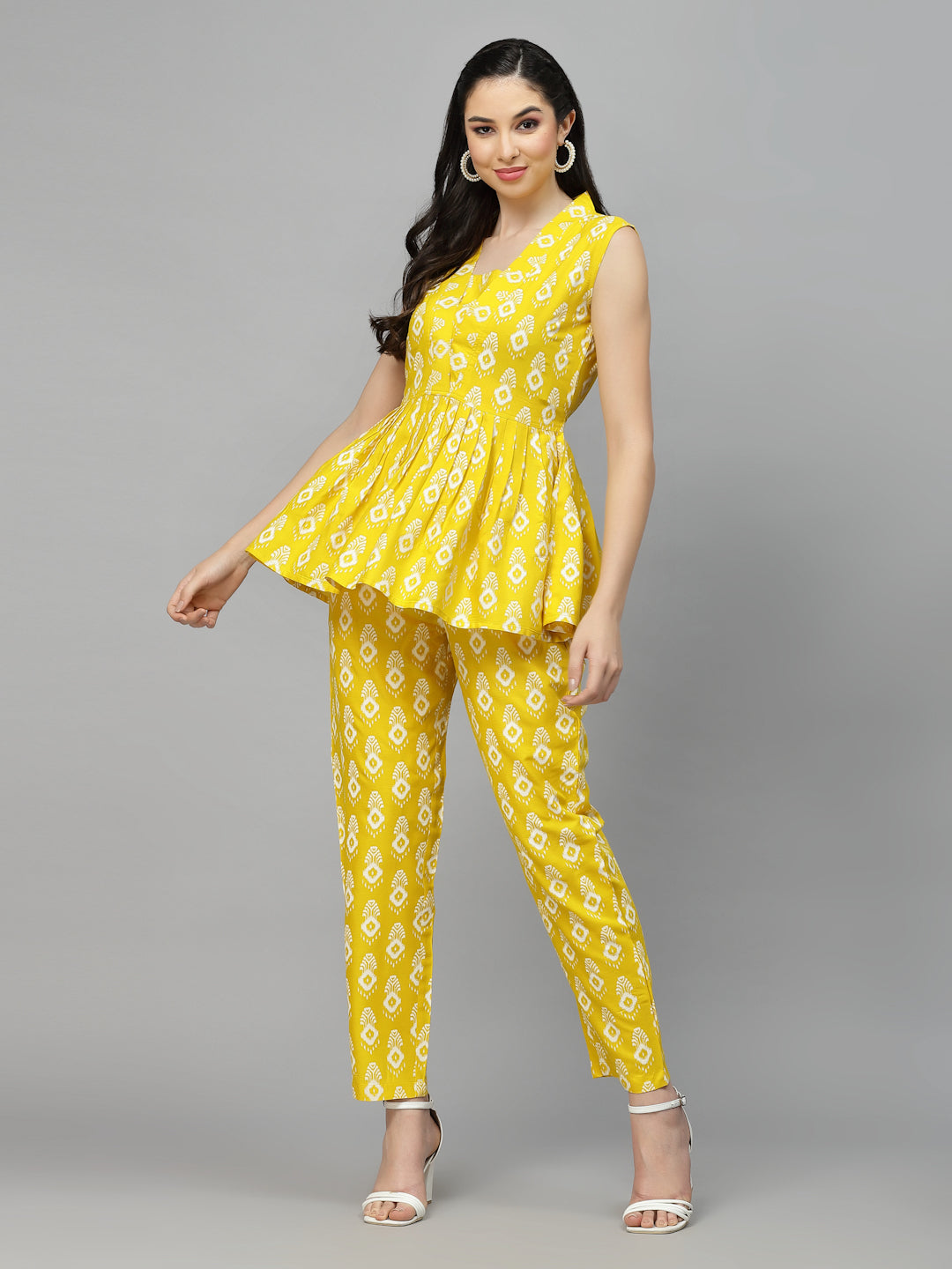 Yellow-Rayon-Floral-Printed-Co-Ord-Set