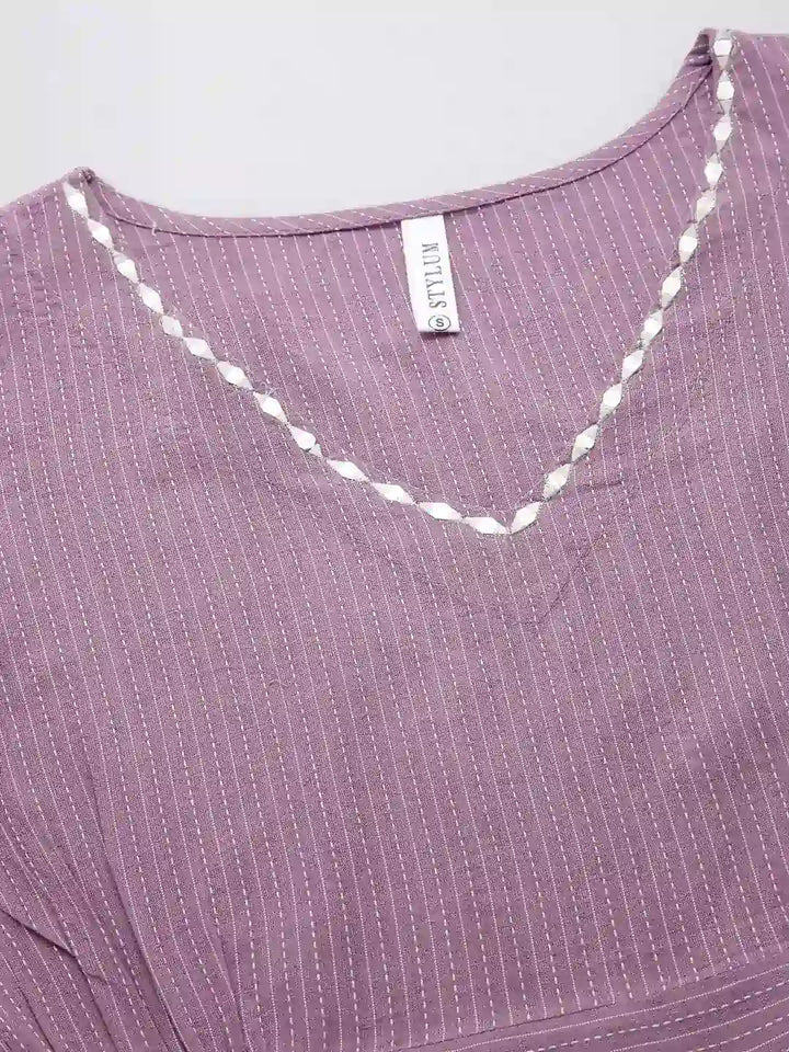 Lavender-Cotton-Woven-Kantha-Cord-Set