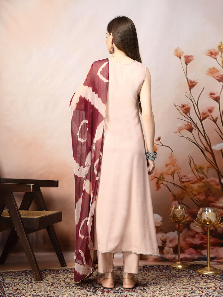 Rose-Gold-Rayon-Solid-A-Line-3-Piece-Kurta-Set