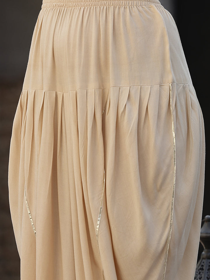 Cream-Rayon-&-Embellished-Pleated-3-Piece-Kurta-Set