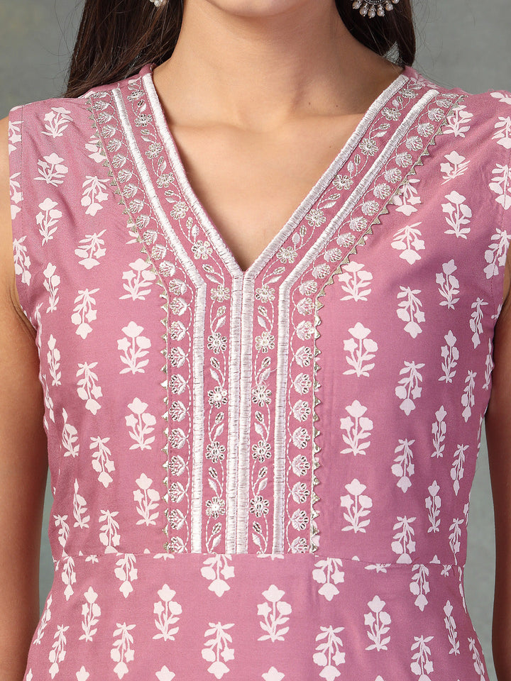 Mauve-Pink-Rayon-Embroidered-A-Line-Kurta-&-Dupatta-Only