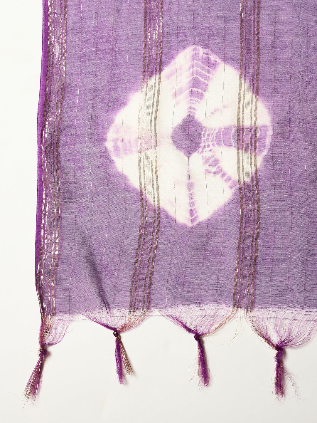 Purple Solid & Embroidered Rayon A-Line Kurta With Dupatta