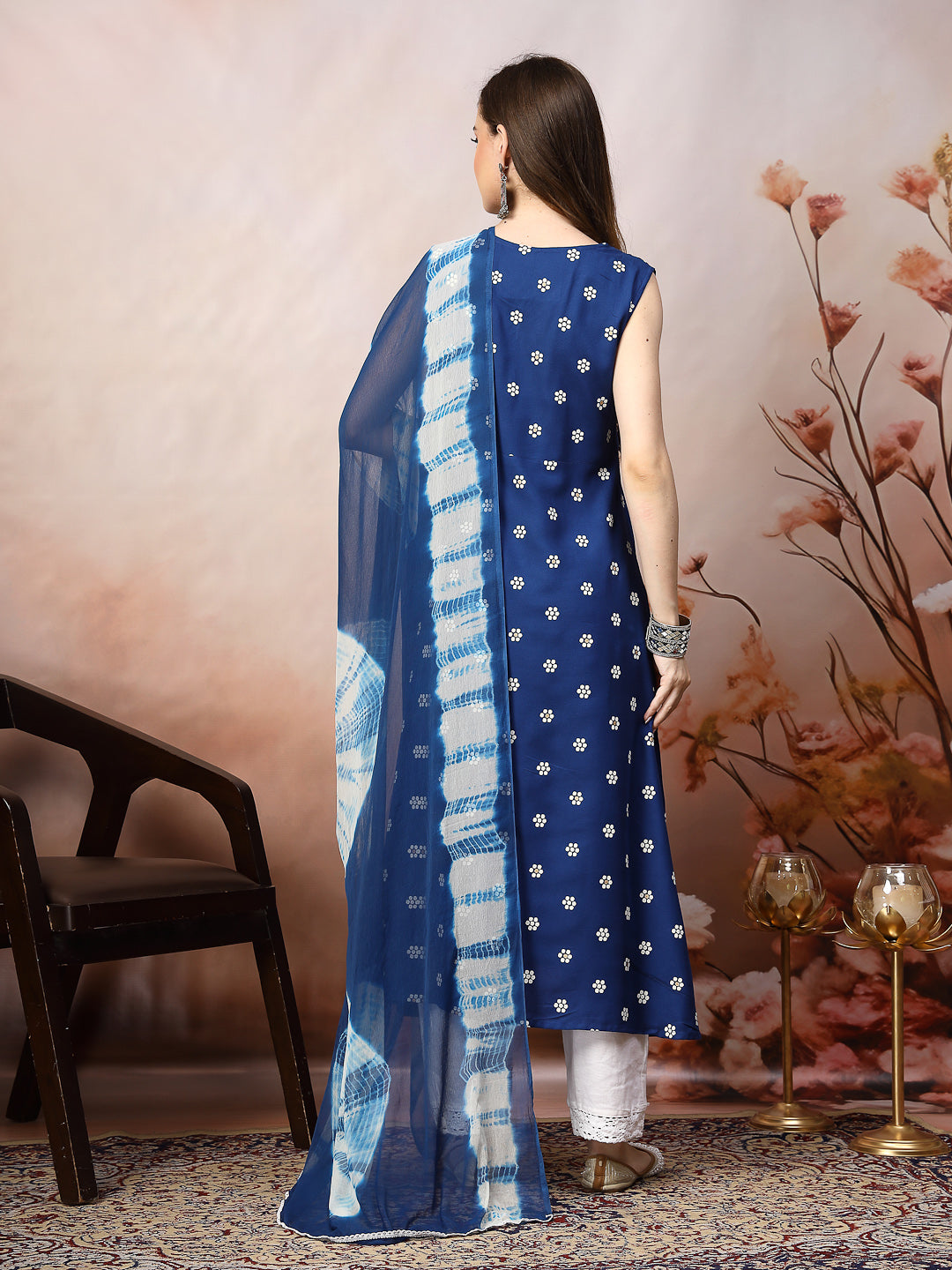 Blue-Rayon-Floral-Printed-A-Line-3-Piece-Kurta-Set