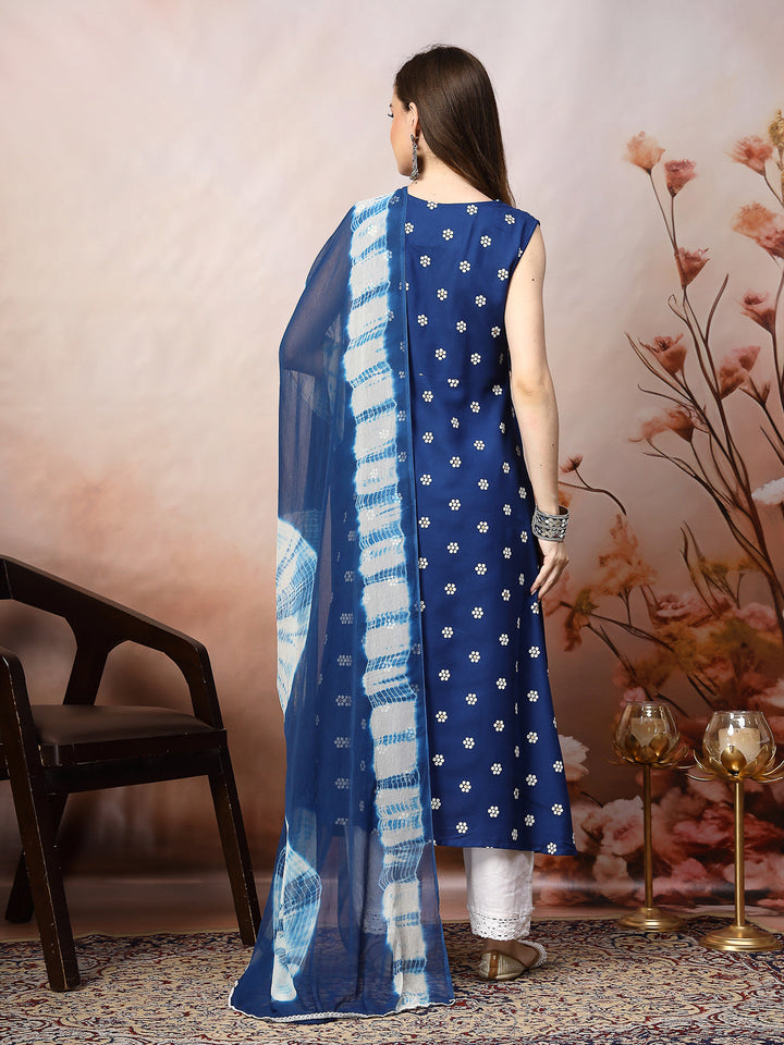 Blue-Rayon-Floral-Printed-A-Line-3-Piece-Kurta-Set