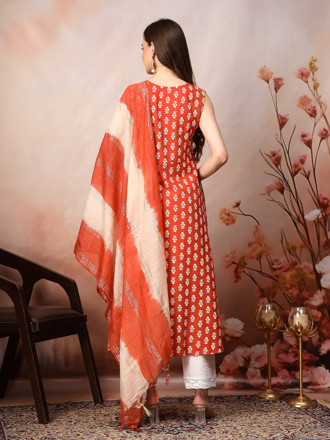 Rust-Rayon-Printed-Embroidered-A-Line-3-Piece-Kurta-Set