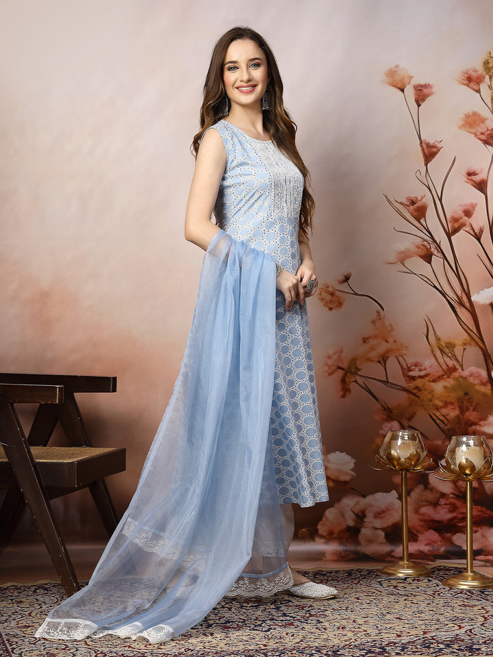 Powder-Blue-Rayon-Embroidered-A-Line-3-Piece-Kurta-Set