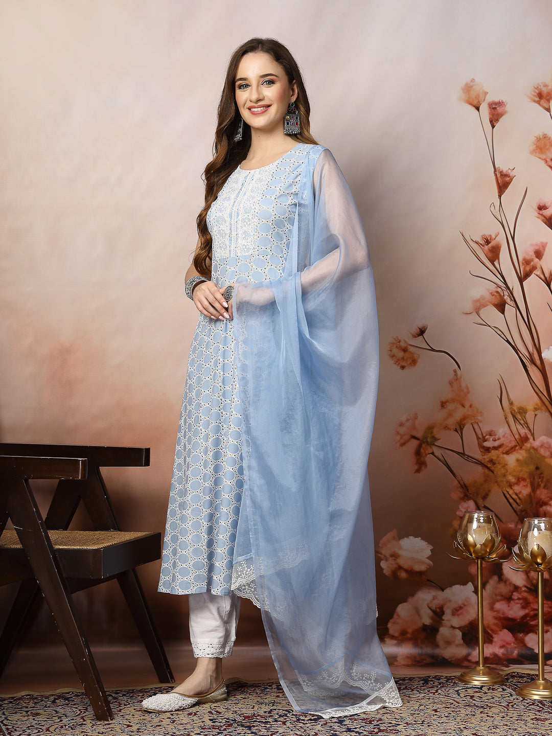Powder-Blue-Rayon-Embroidered-A-Line-3-Piece-Kurta-Set