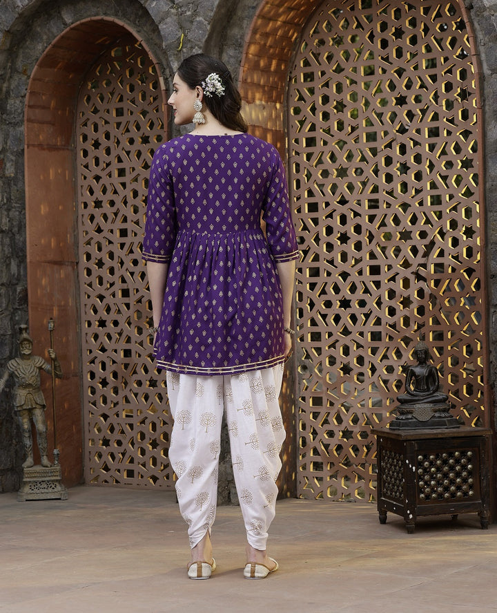 Violet-Rayon-Embroidered-Kurta-Only-With-Dhoti-Pant-Set