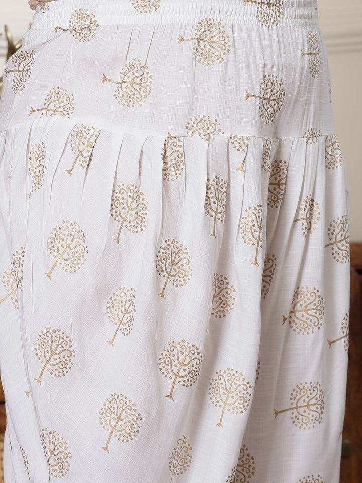 Violet-Rayon-Printed-&-Embroidered-Kurti-&-Dhoti-Pant-Set