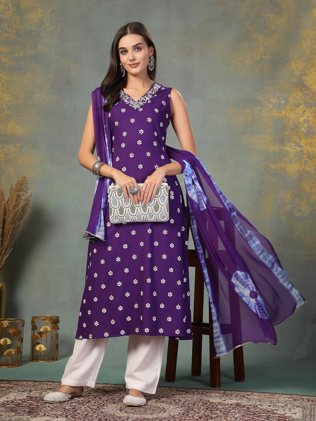 Violet-Rayon-Embroidered-A-Line-2-Piece-Kurta-Set