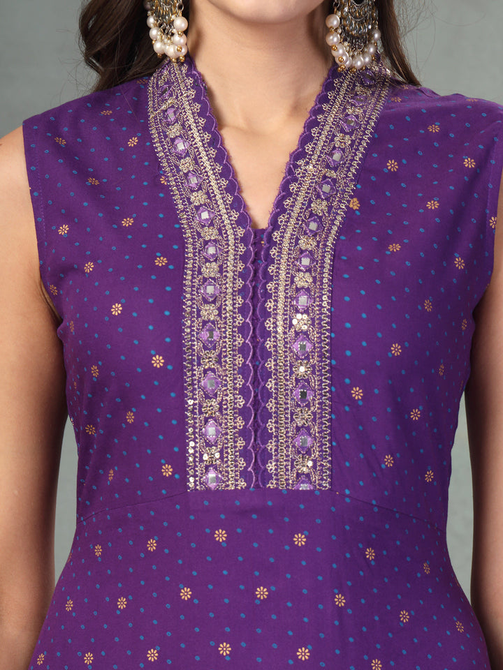 Violet-Rayon-Khari-Printed-A-Line-Kurta-&-Dupatta-Only