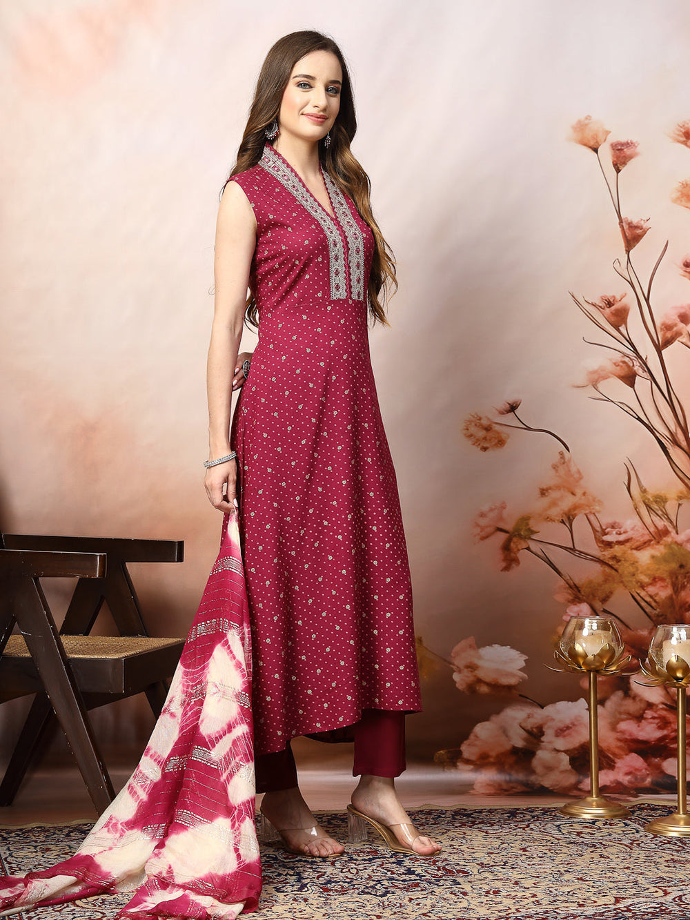 Wine-Rayon-Khari-Printed--A-Line-3-Piece-Kurta-Set