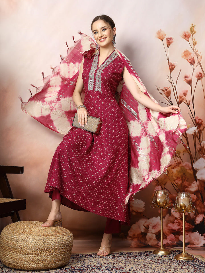Wine-Rayon-Khari-Printed--A-Line-3-Piece-Kurta-Set
