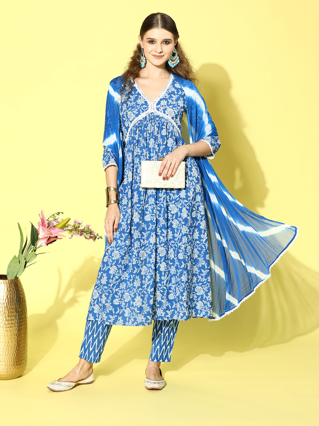 Blue-Cotton-Printed-Naira-Cut-3-Piece-Kurta-Set