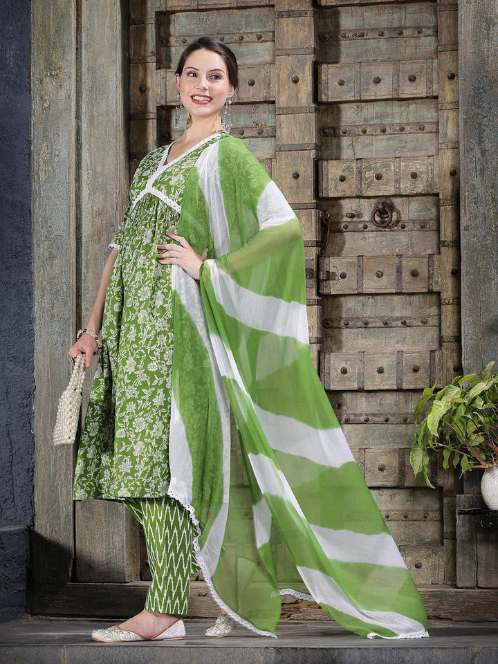 Green-Cotton-Printed-Naira-Cut-3-Piece-Kurta-Set