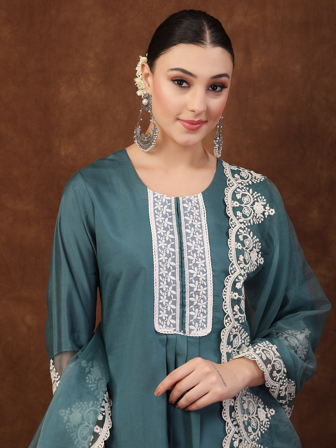 Aqua-Blue-Silk-Embroidered-Straight-3-Piece-Kurta-Set