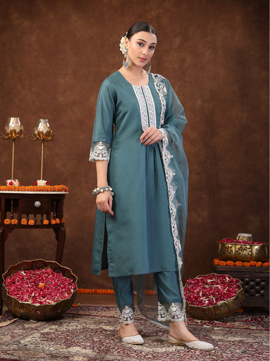 Aqua-Blue-Silk-Embroidered-Straight-3-Piece-Kurta-Set