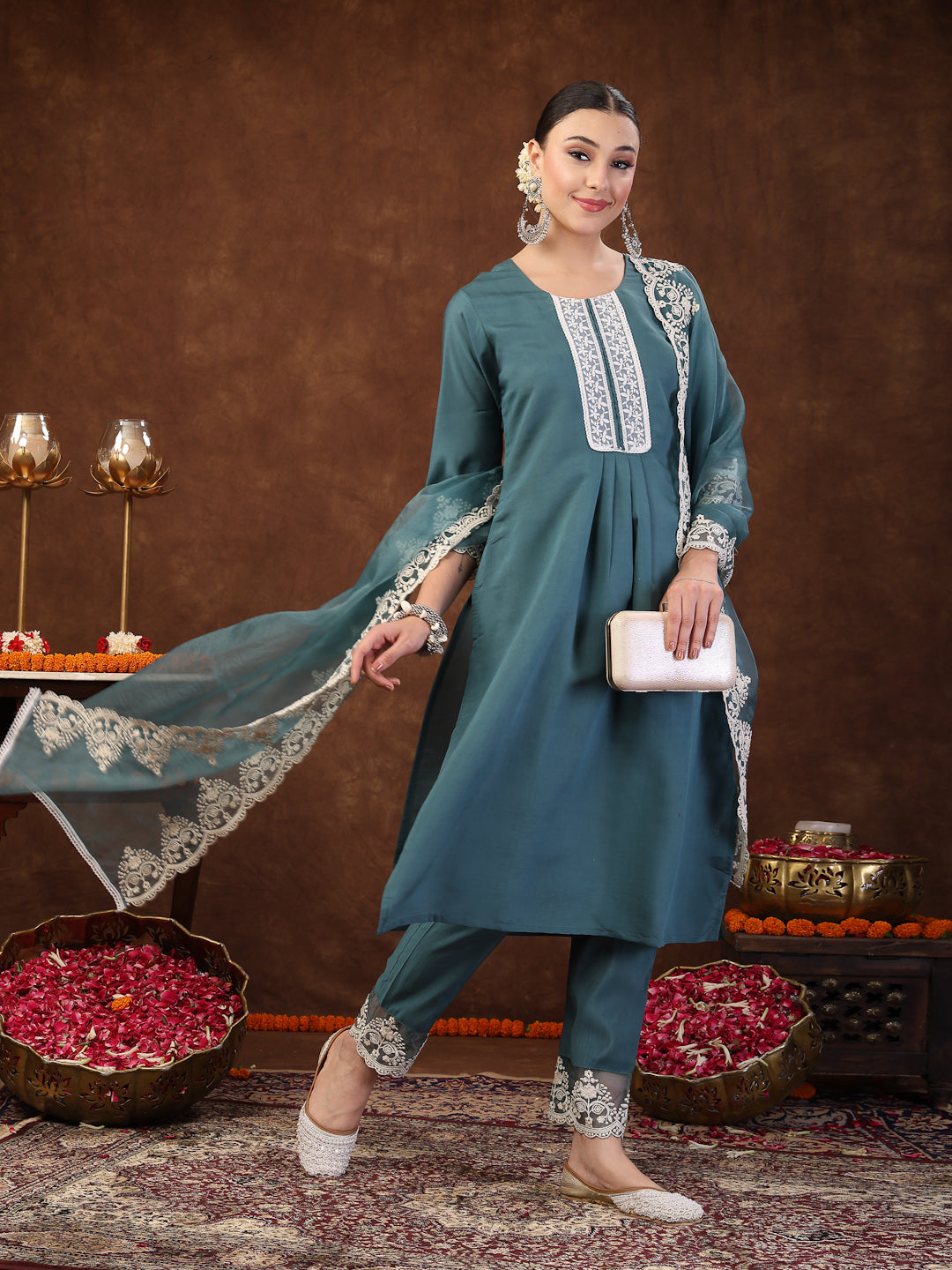 Aqua-Blue-Silk-Embroidered-Straight-3-Piece-Kurta-Set