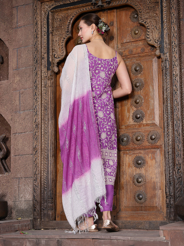 Purple-Rayon-Flora-Printed-Straight-3-Piece-Kurta-Set