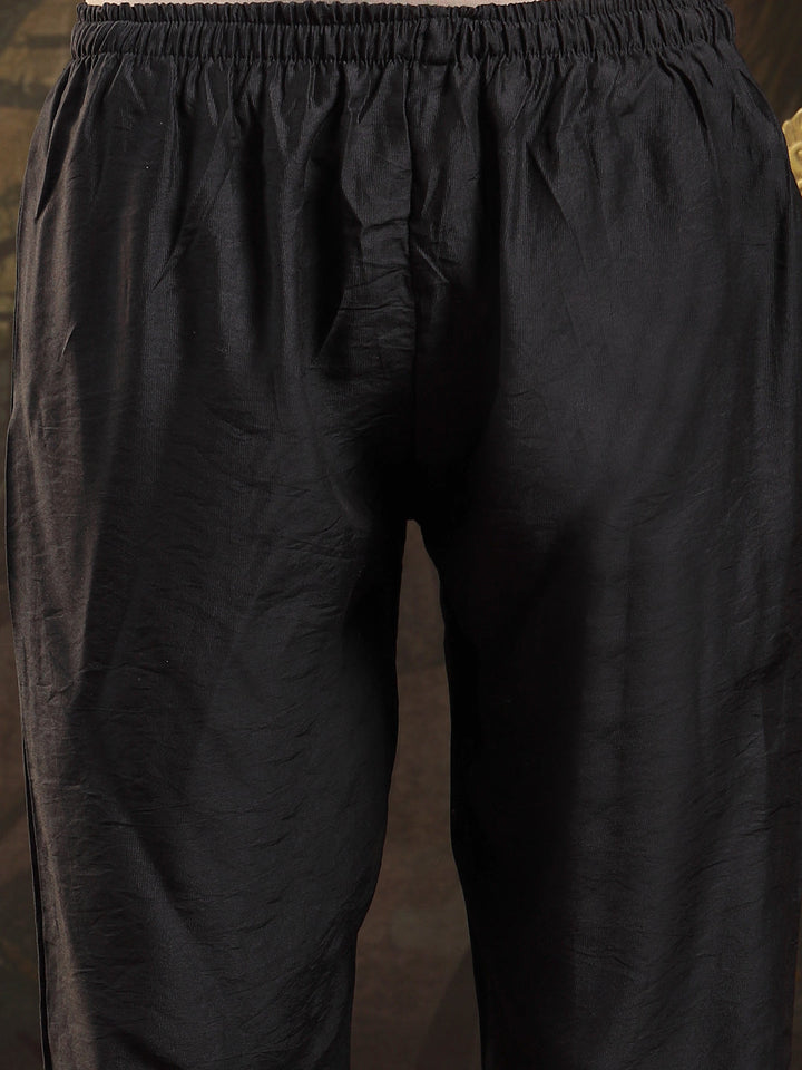 Black Floral Printed Straight Kurta Pant Dupatta Set