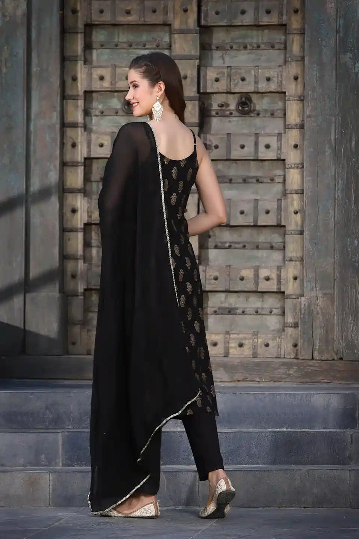 Black-Rayon-Paisley-3-Piece-Kurta-Set
