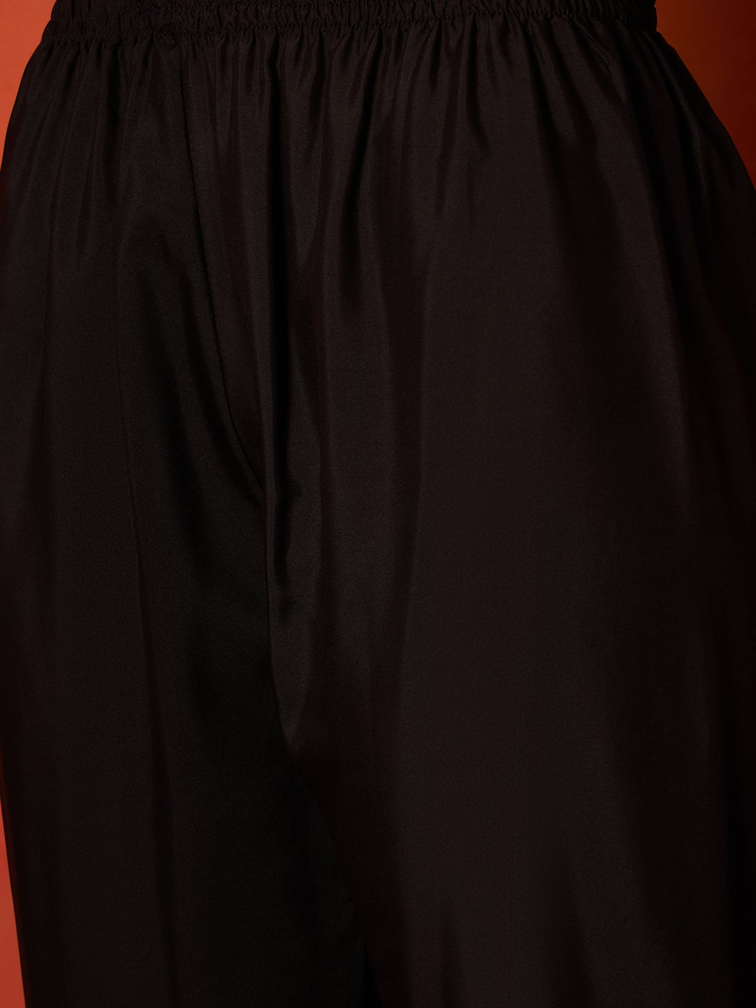 Black Solid & Embroidered Georgette Anarkali Kurta Pant With Dupatta