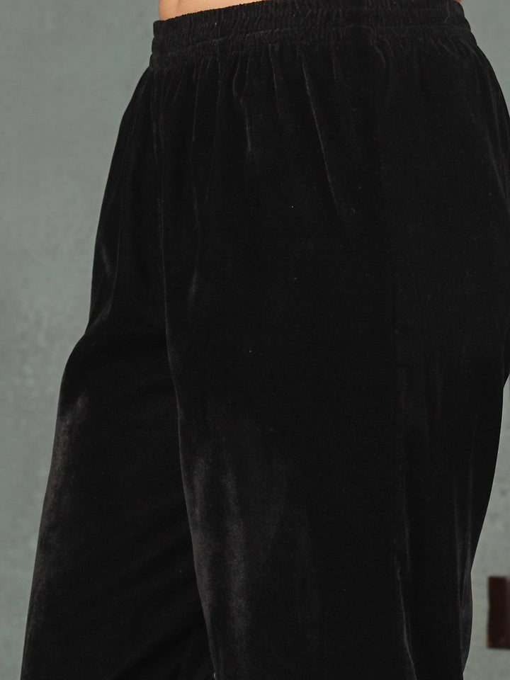 Black-Velvet-Solid-&-Embroidered-3-Piece-Kurta-Set