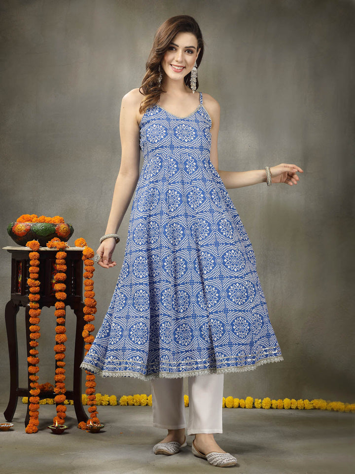 Royal-Blue-Rayon-Bandhej-Printed-3-Piece-Kurta-Set