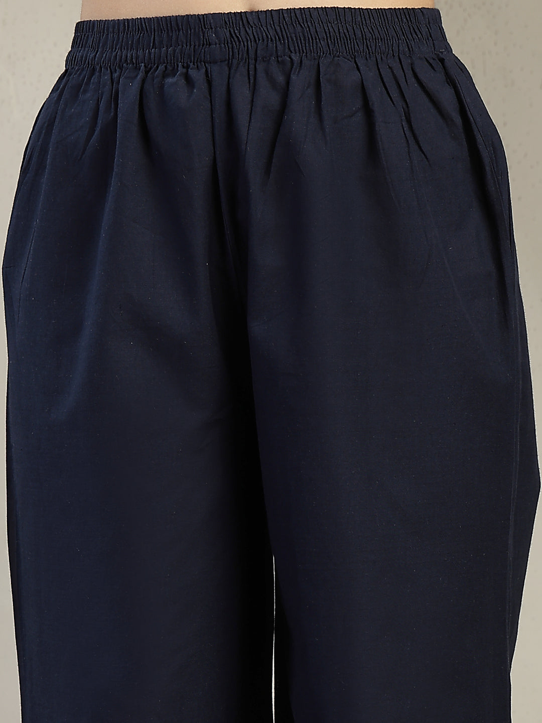 Blue Ajrakh Printed Cotton A-Line Kurta Pant Dupatta Set