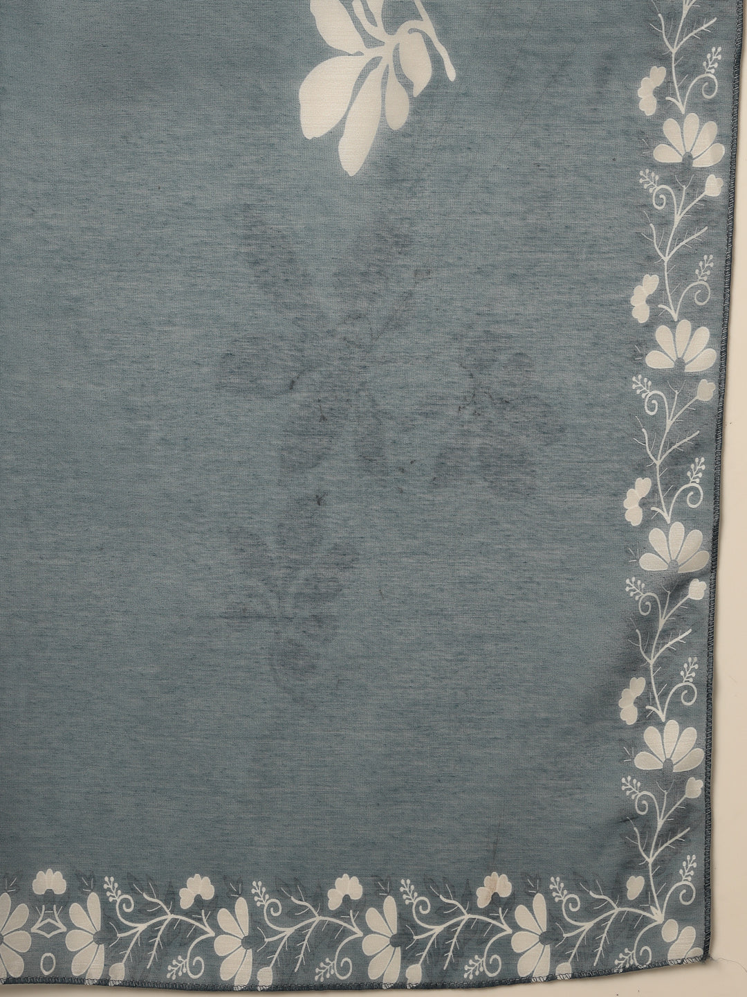 Blue Floral Printed Rayon A-Line Kurta Pant Dupatta Set