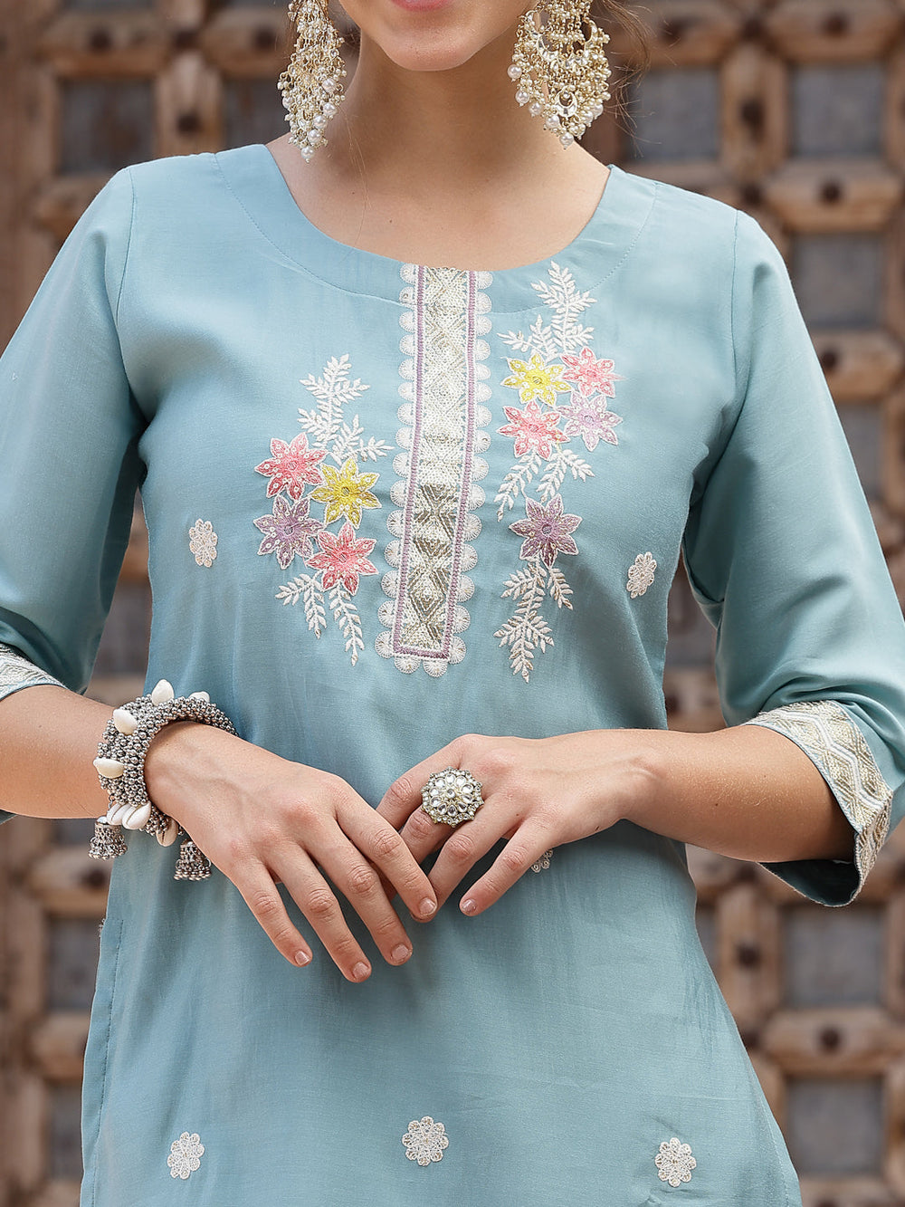 Blue-Silk-Embroidered-Straight-3-Piece-Kurta-Set
