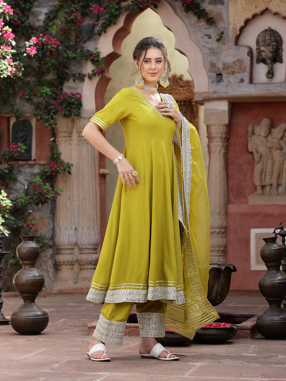 Yellow-Rayon-Solid-3-Piece-Anarkali-Set