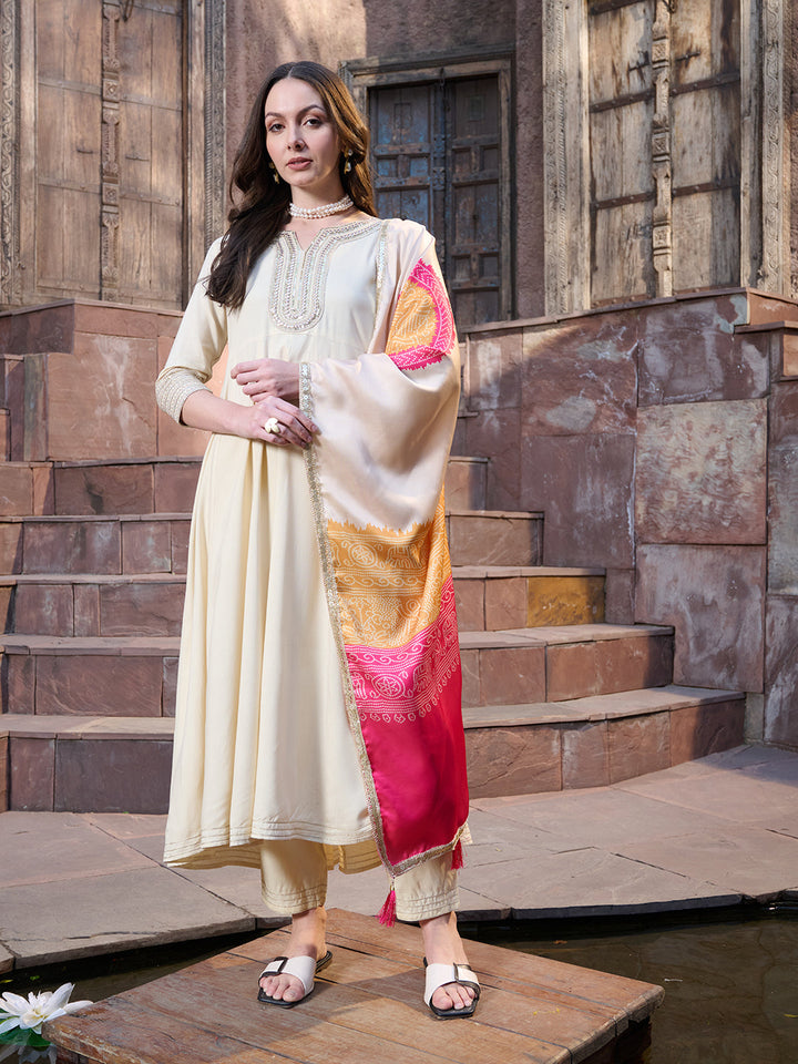 Cream-Rayon-Solid-&-Embroidered-3-Piece-Kurta-Set