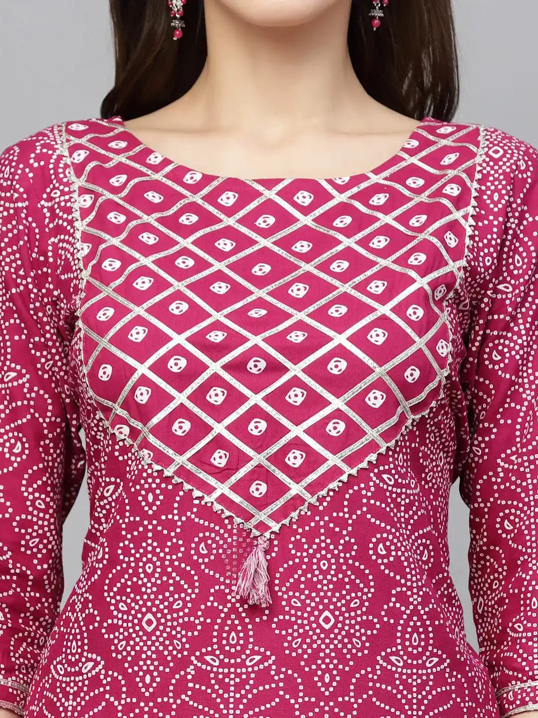 Gem-Red-Rayon-Bandhej-Printed-3-Piece-Kurta-Set