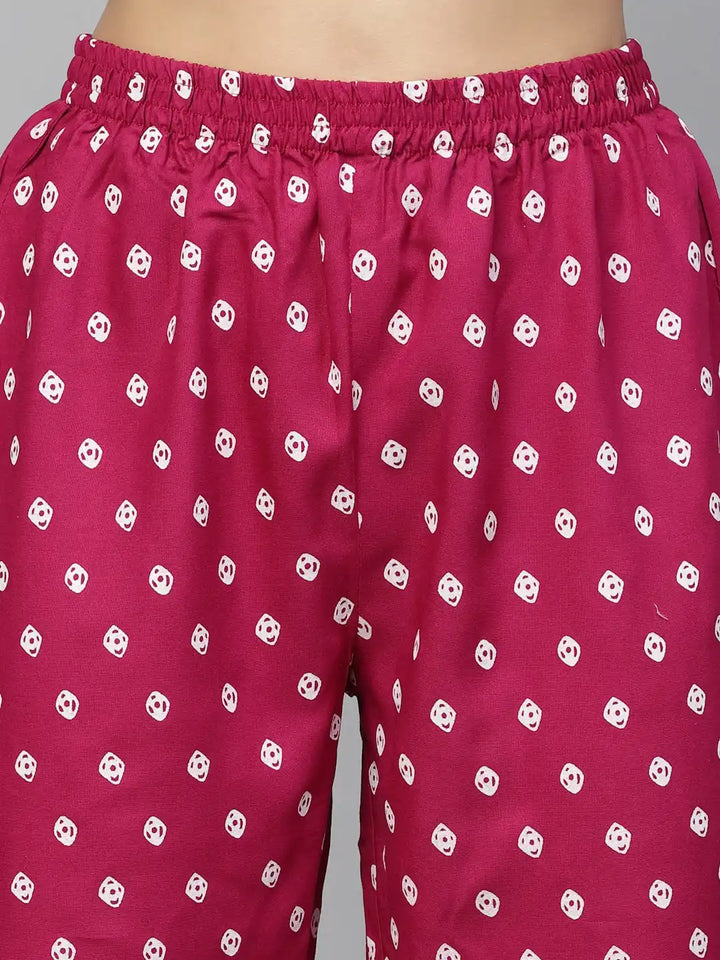 Gem-Red-Rayon-Bandhej-Printed-3-Piece-Kurta-Set
