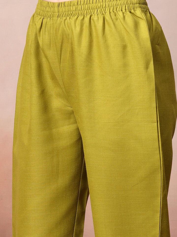 Green-Cotton-Blend-Embroidered-Straight-3-Piece-Kurta-Set