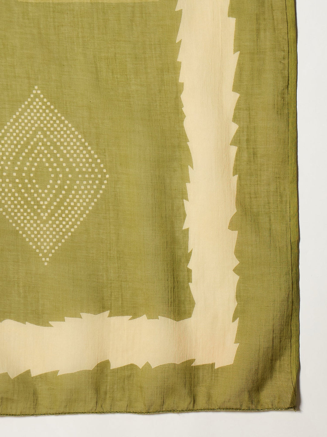 Green Bandhej Printed Cotton Straight Kurta Pant Dupatta Set