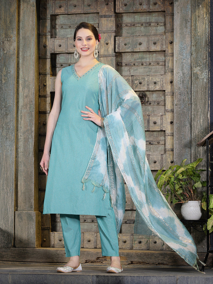 Light-Green-Cotton-Designed-Straight-3-Piece-Kurta-Set