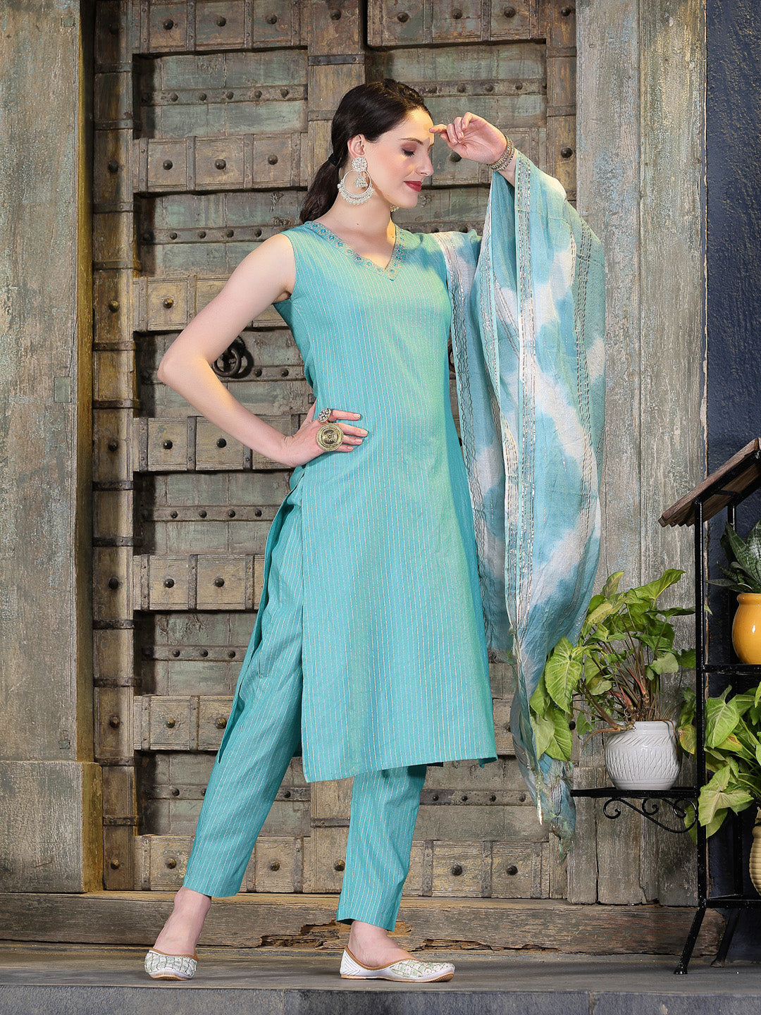 Light-Green-Cotton-Designed-Straight-3-Piece-Kurta-Set