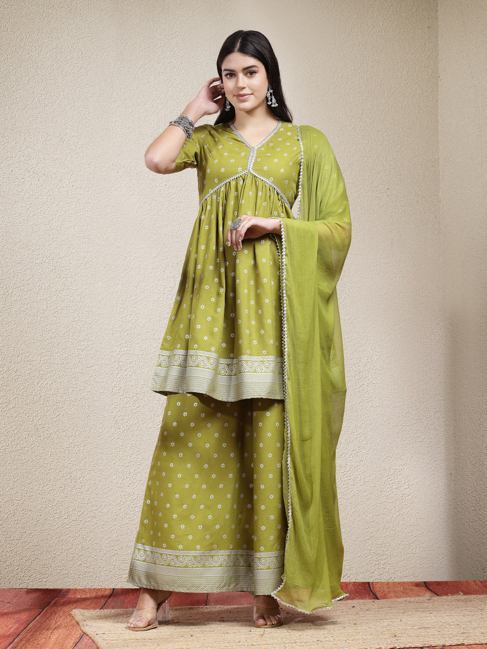 Green-Rayon-Motif-Printed-3-Piece-Kurta-Set